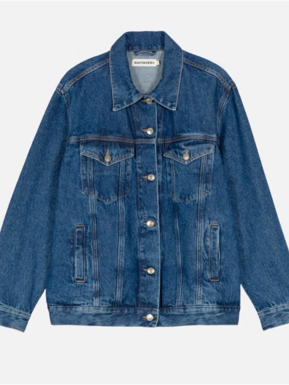 Marimekko Murros Unikko Placement Denim Jacket- Worn Indigo - Picture 2 of 6